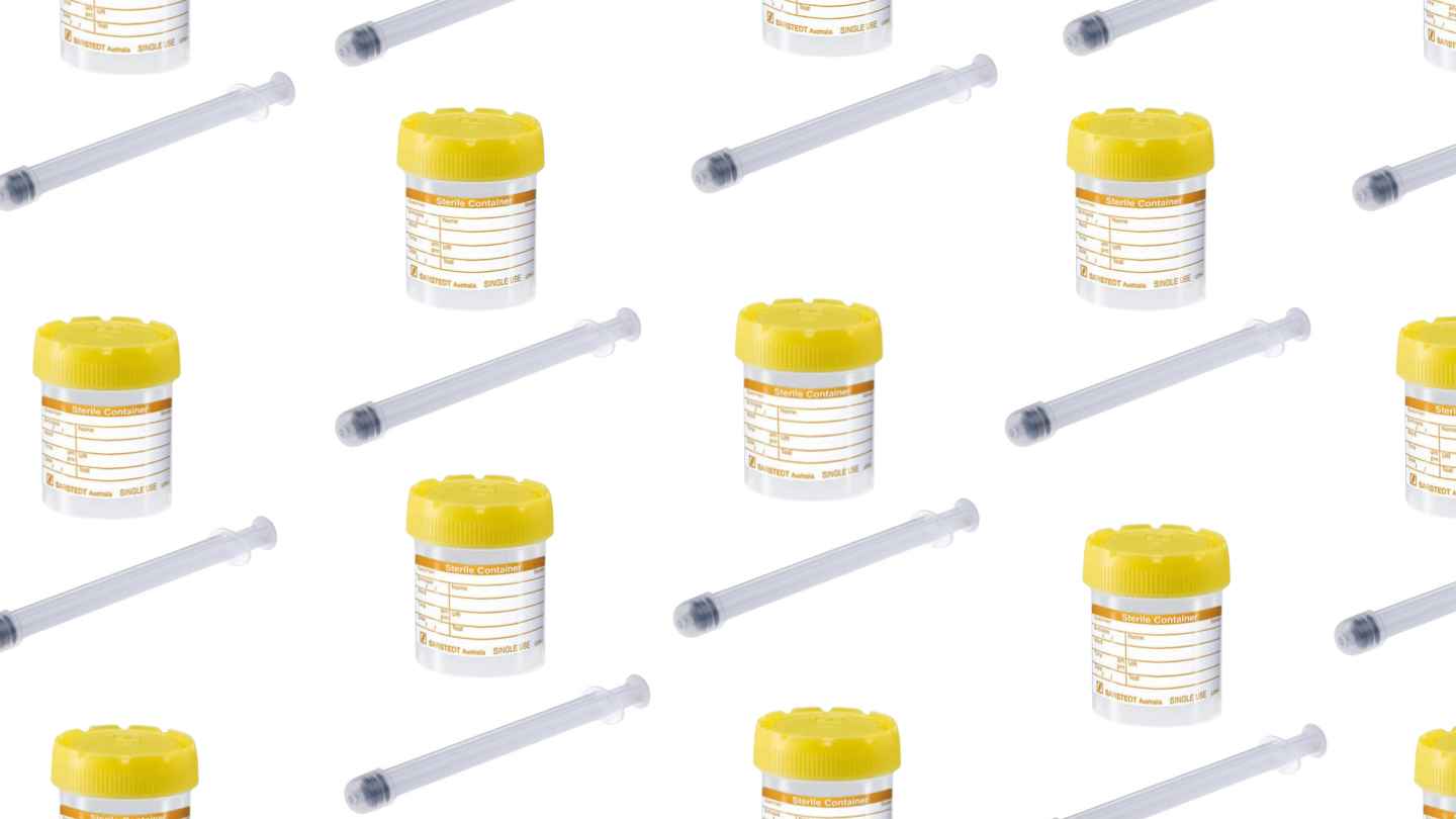 Home Insemination kit includes sterile cup for sperm collection and insemination syringe for easy application and a rounded end